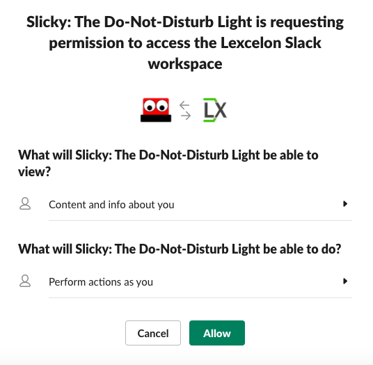 Screenshot of Slicky Slack Request